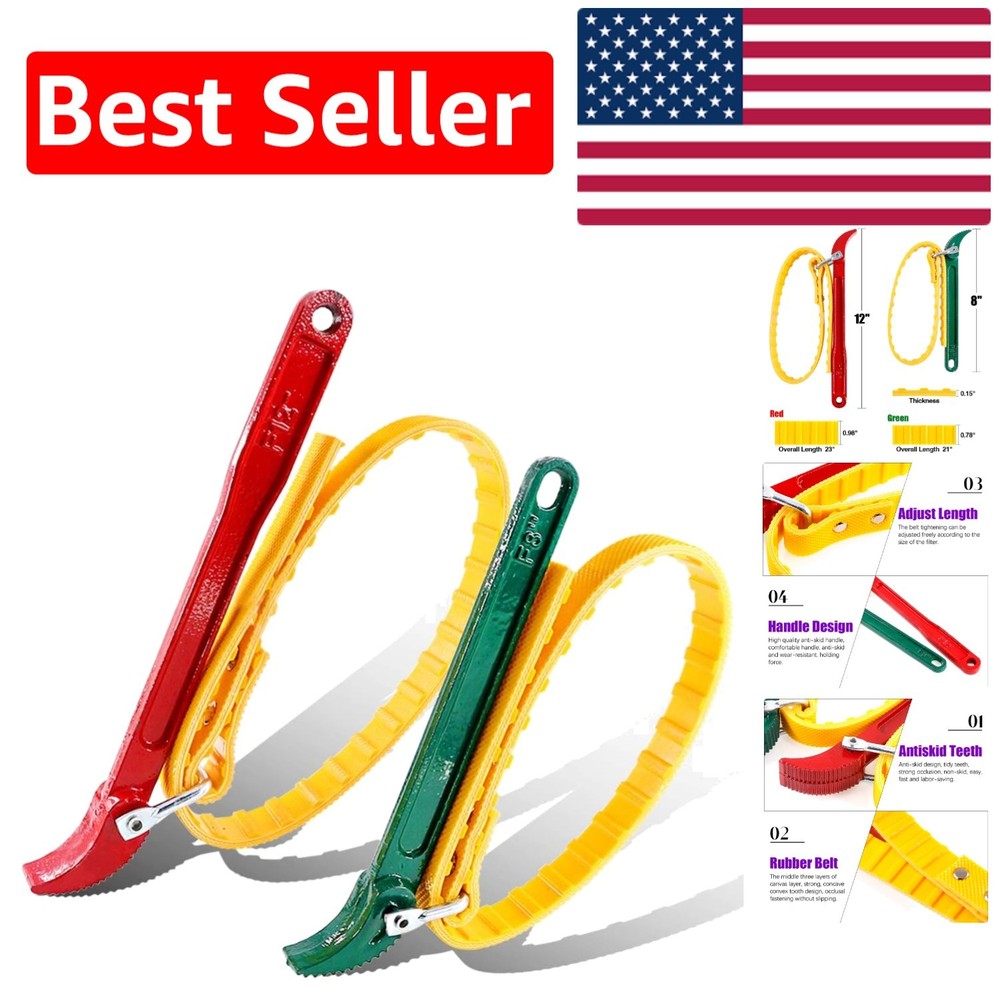Bright Color 2-Pack Adjustable Strap Wrenches: 12" & 7.8" for Home Projects