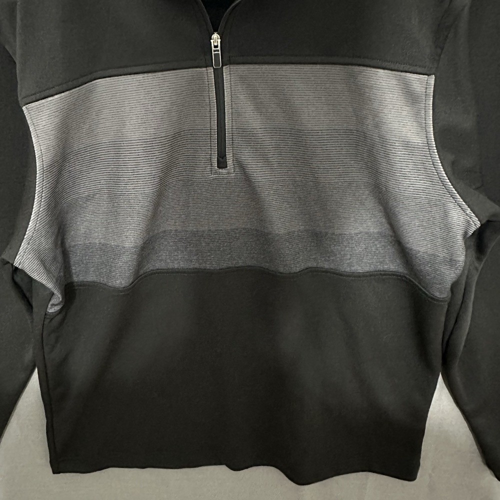 Pebble Beach Mens Dry-Luxe Performance 1/4 Zip Pullover Black Grey Medium