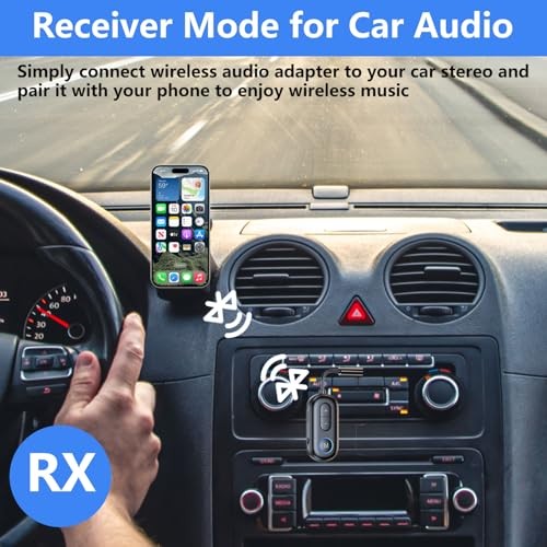 Bluetooth 5.4 Transmitter Receiver - 2-in-1 Bluetooth Wireless Audio Black