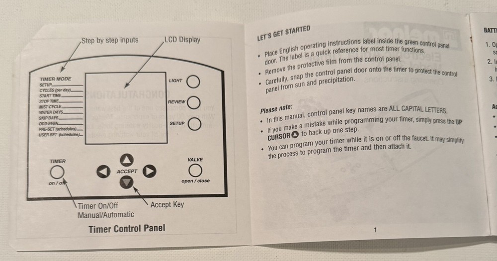 Operating Manual, Melnor Elec. Aqua Timer, Model 3060, VG Condition