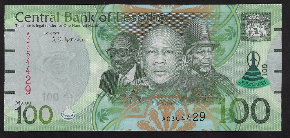 Lesotho 100 Maloti 2021 P- 21  UNC