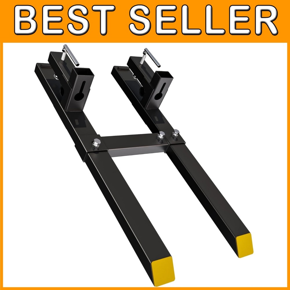 Quick Attach Skid Steer Fork, 43" 2000lbs w/ Stabilizer Bar