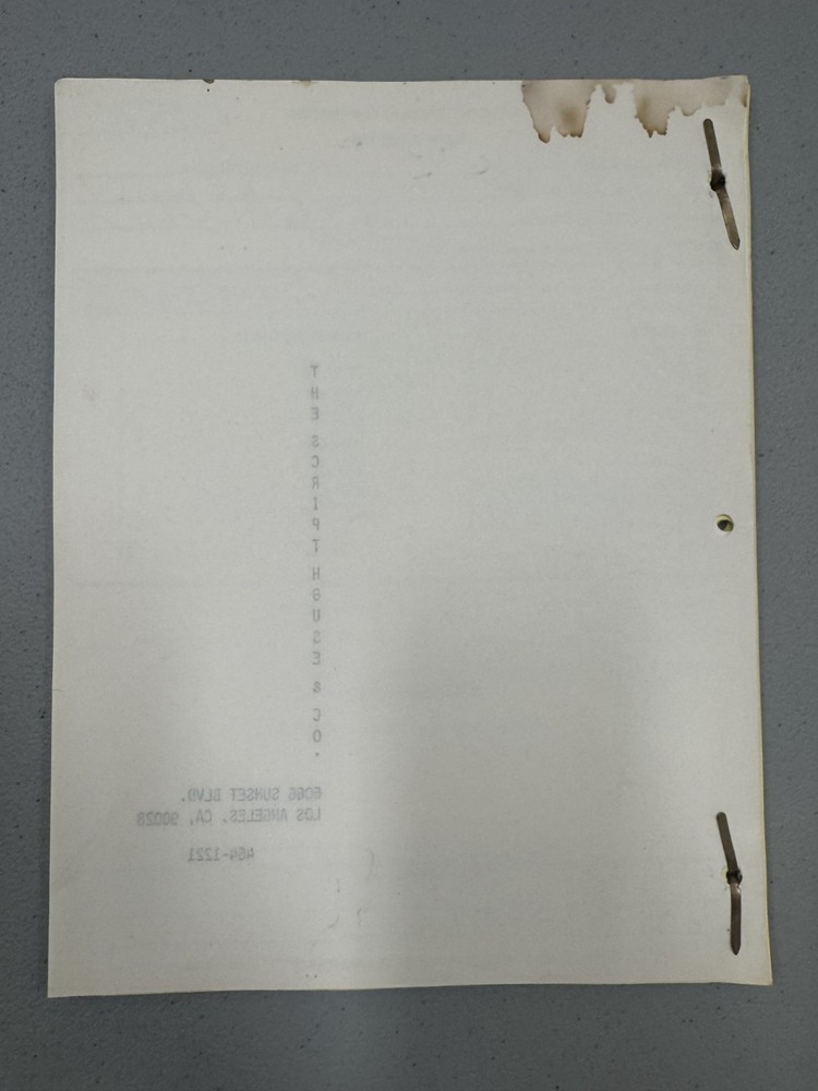 Laverne and Shirley original Tv show script
