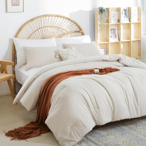 Full Size Comforter Modern Beige 3PCS Microfiber Full Size Comforter Sets for