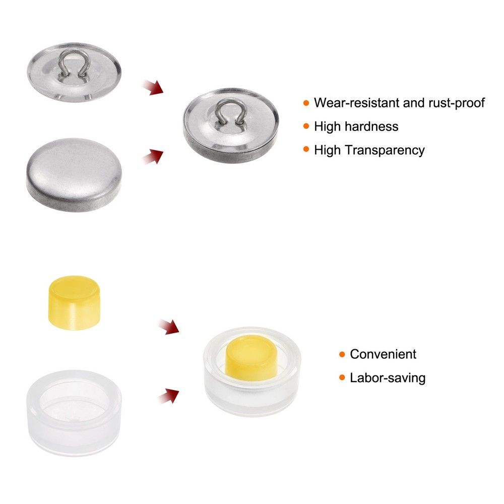 40 Sets Self Cover Button Kit 19mm Aluminum Button with 2 Tools