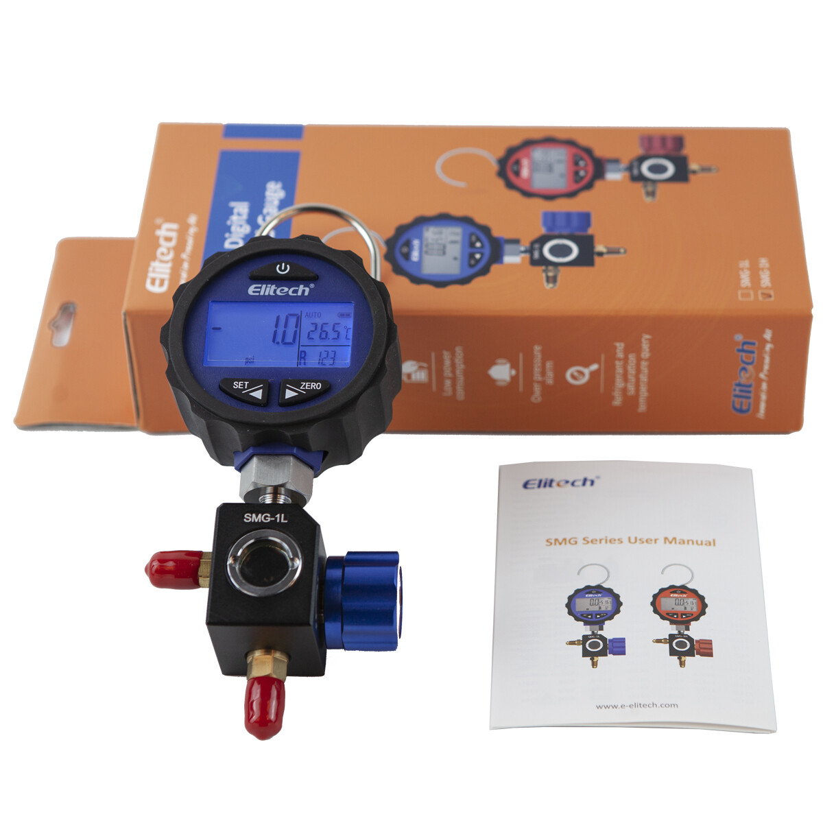 Elitech SMG-1L Refrigeration HVAC Digital Pressure Gauge Single Manifold Gauge