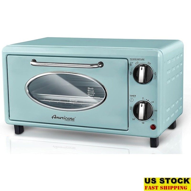 Vintage Art Deco Toaster Oven Adjustable Timer Full Function Baking Accessories