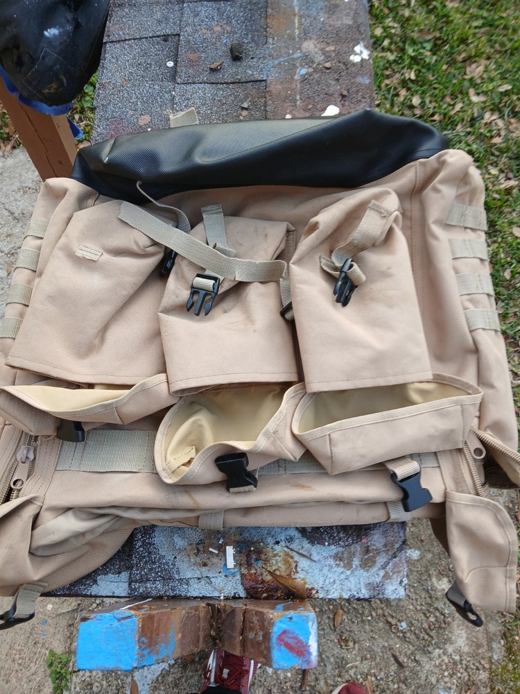 Tan Military Surplus Backpack Militaria Multiple Pockets Webbing
