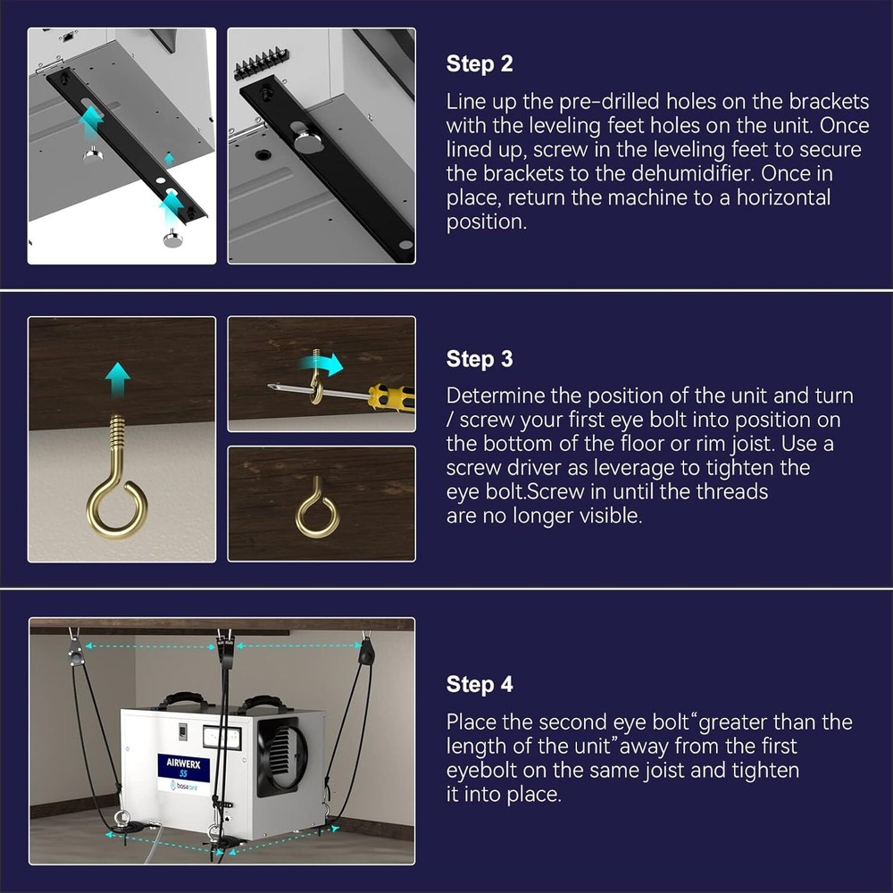 BaseAire Dehumidifier Hanging Kit for Crawl Space & Basement Dehumidifiers
