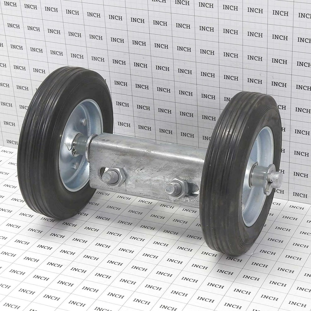 Chain Link Double Wheel Carrier w/ 6" Solid Rubber Wheels for Sliding Gates