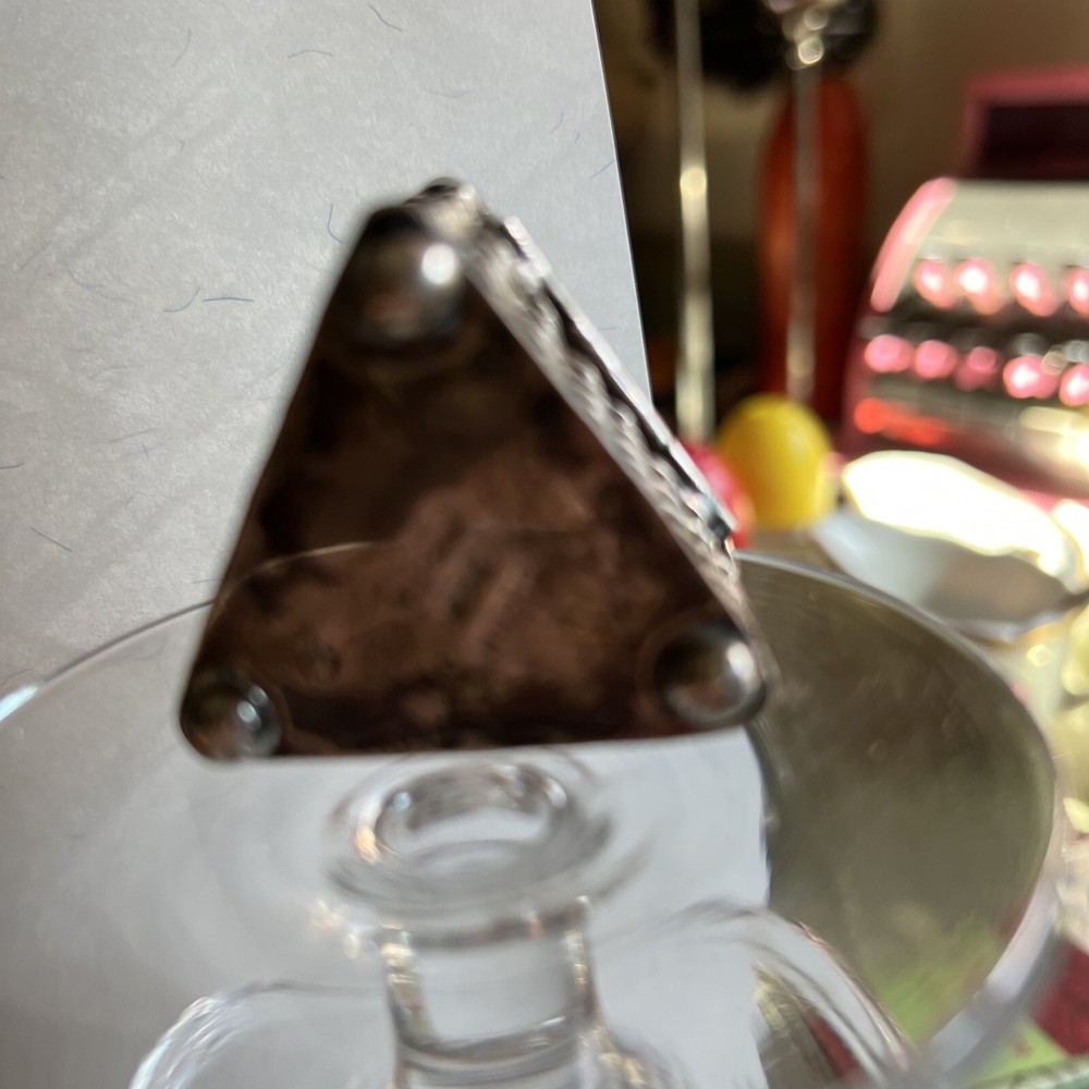 Basket Weave Triangular Pill Box Sterling Silver 1950