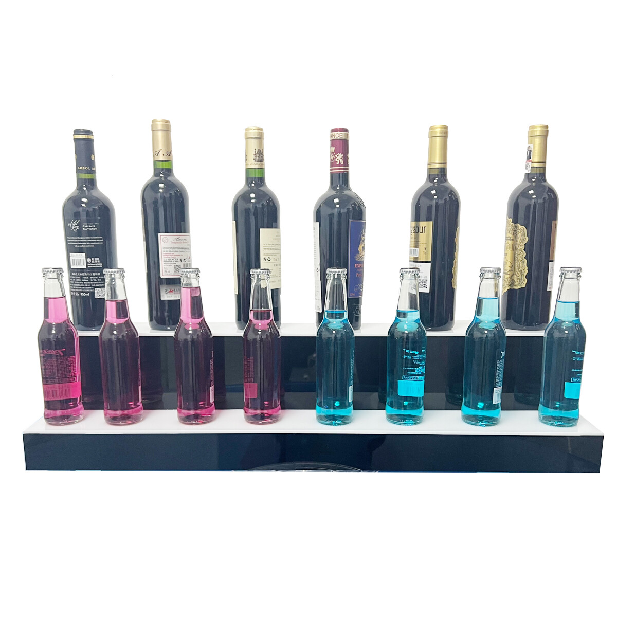 2 Step LED Lighted Shelves Liquor Bar Bottle Display Shelf with Remote Control