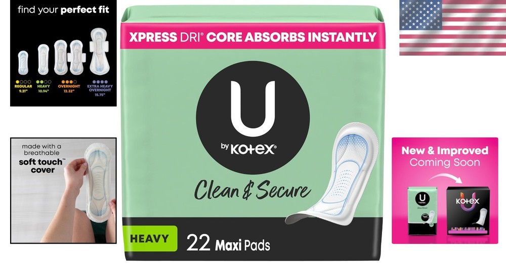 Clean & Secure Heavy Absorbency Maxi Pads - 22 Count for Reliable Comfort