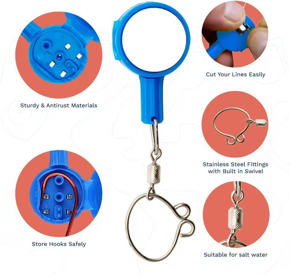 Quick Knot Tool For Fast Hook Tying & Smart Hook Cover (4 Pack)