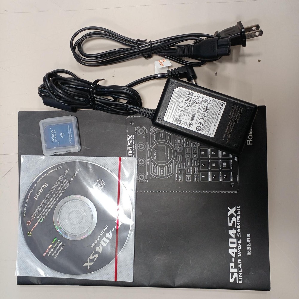 Roland SP-404SX Linear Wave Sampler SD Card System Disc Manual AC Adapter Box