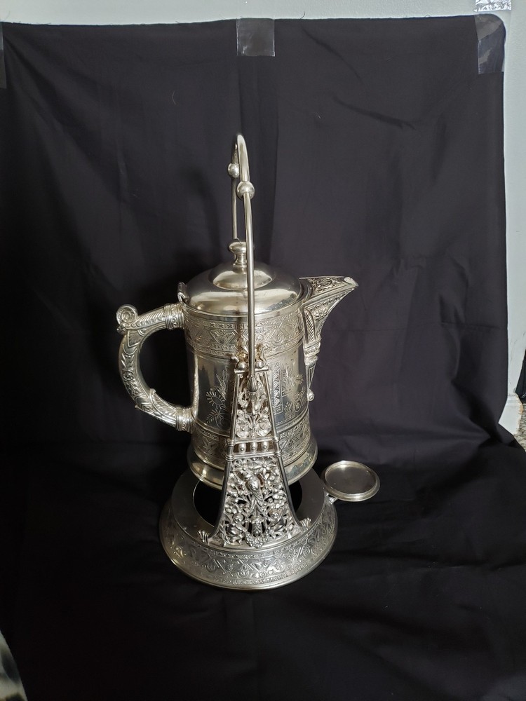 Simpson Hall Miller Quadruple Silverplate Tilting Pitcher + Stand