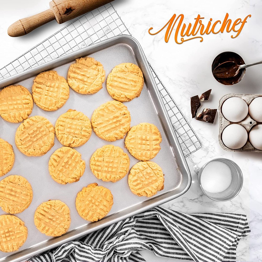 Nutrichef NCSS1LRG Big Baking Sheet Pan With Cooling Rack