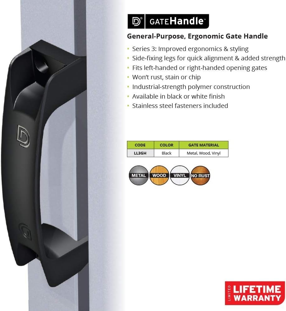 LL3GH Gate Handle, Reversible for Right or Left Handing, Side-Fixing Legs Pro...