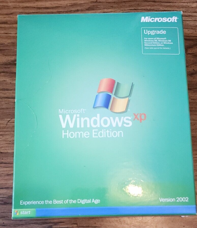 Microsoft XP Home Edition Version 2002 Software w/ COA Key Upgrade New-In-Box