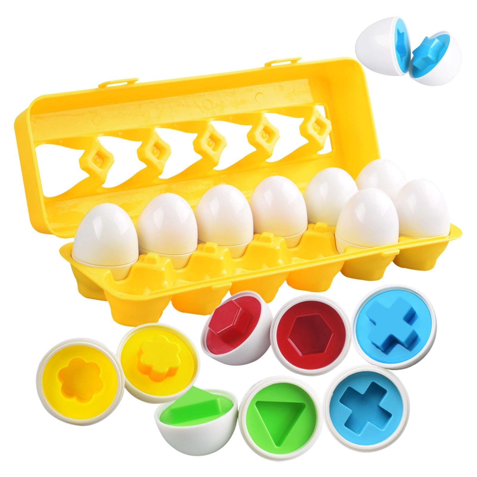 Matching Eggs Toys Color & Shape Recognition Sorter Puzzle, Montessori Toys f...