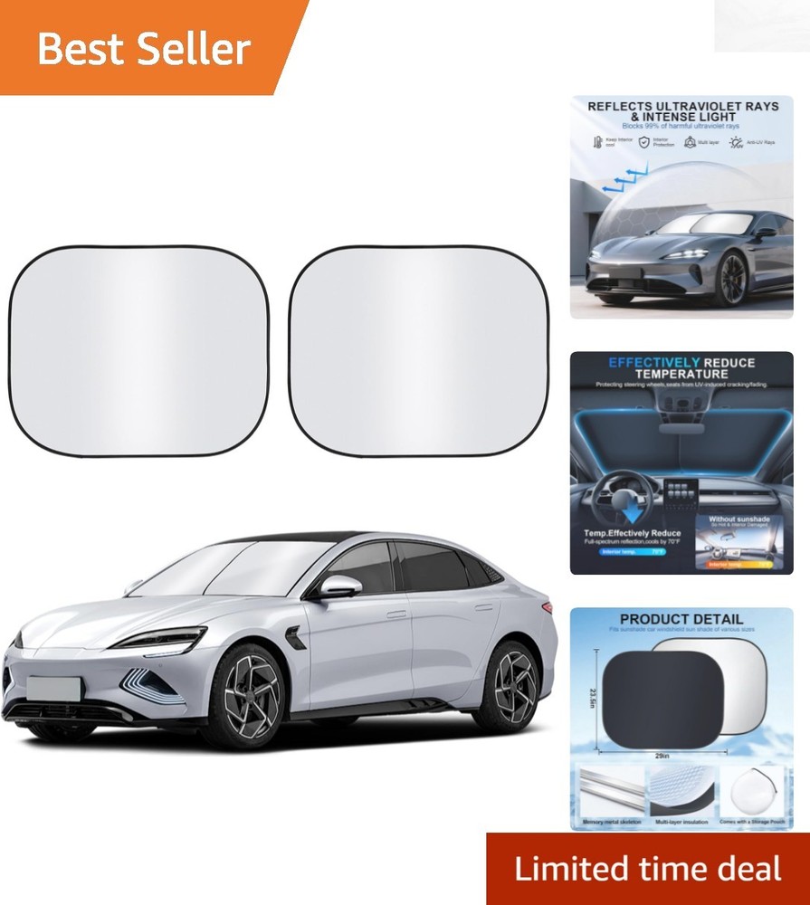 Universal Fit Windshield Sunshade - Foldable 2-Piece Design, Blocks UV Rays