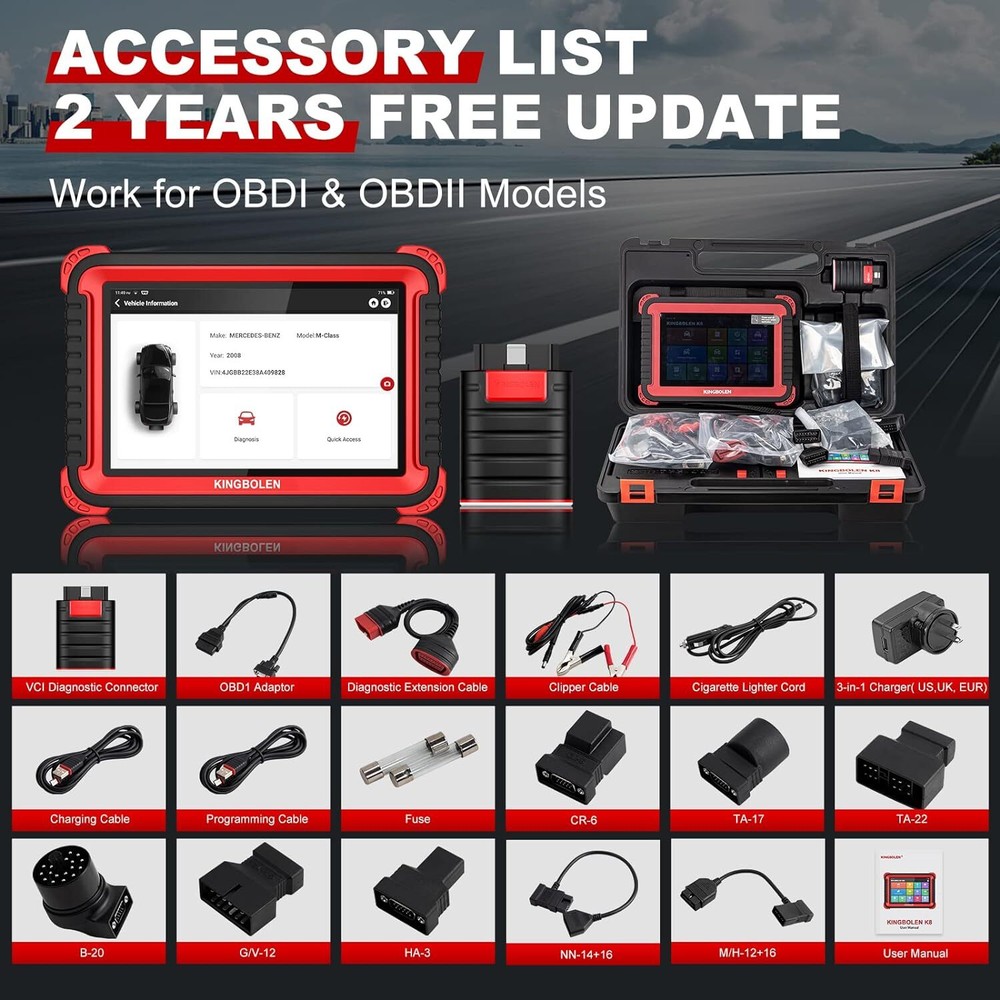 KINGBOLEN K8 Pro ALL System Bidirectional Diagnostic Scanner ECU Key Coding TPMS