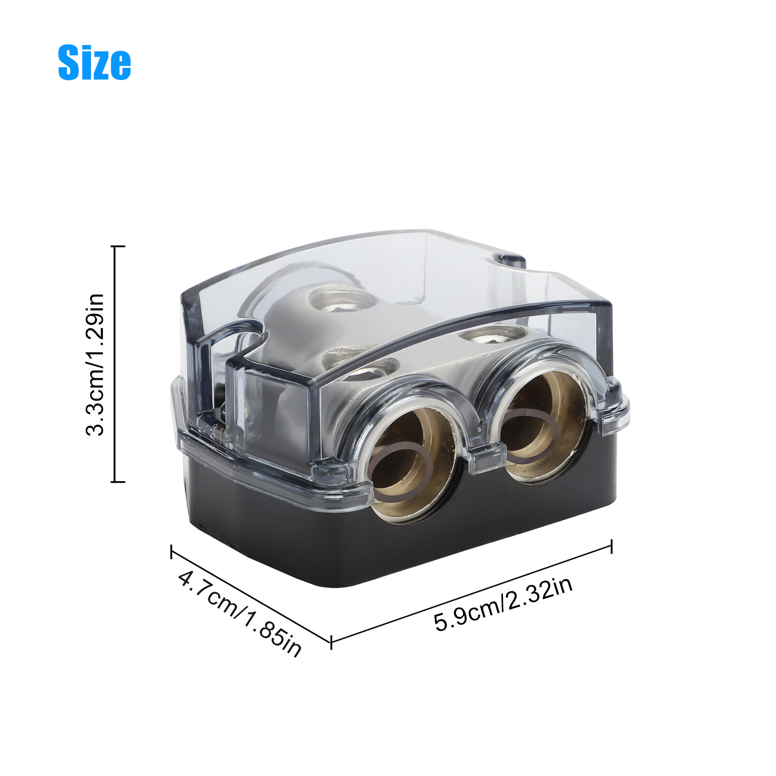 2-Way Distribution Block 0 Gauge In & Out Car Audio Amp Power Ground Distributor