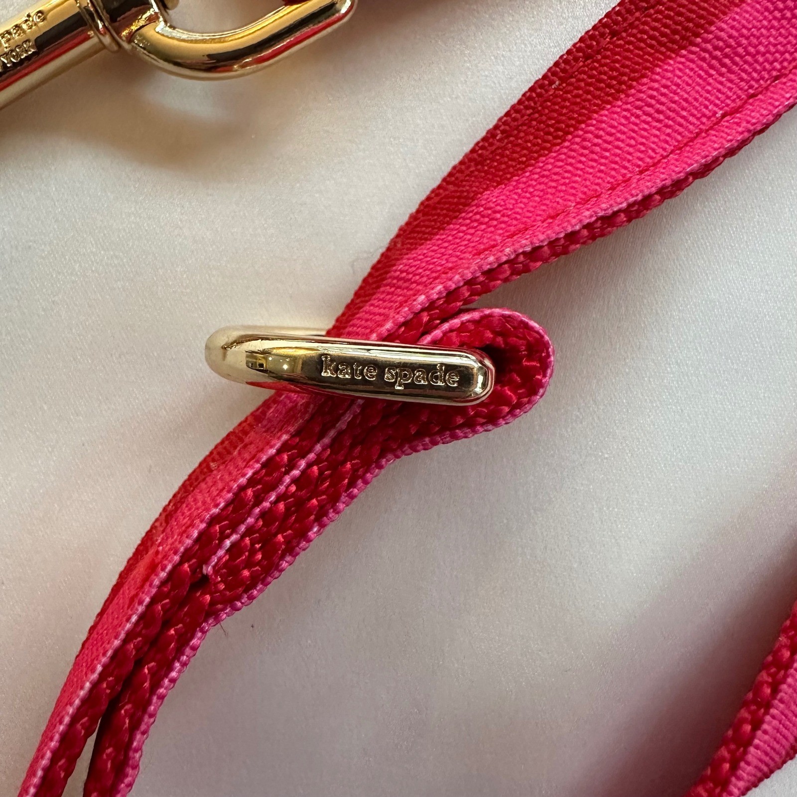 Kate Spade New York Red & Pink Stripe Dog Leash Gold Hardware