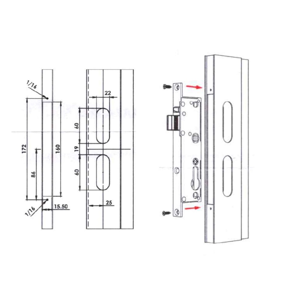 Security Screen Door Lock Hinged | White | With Snib | Cylinder + 3 Keys