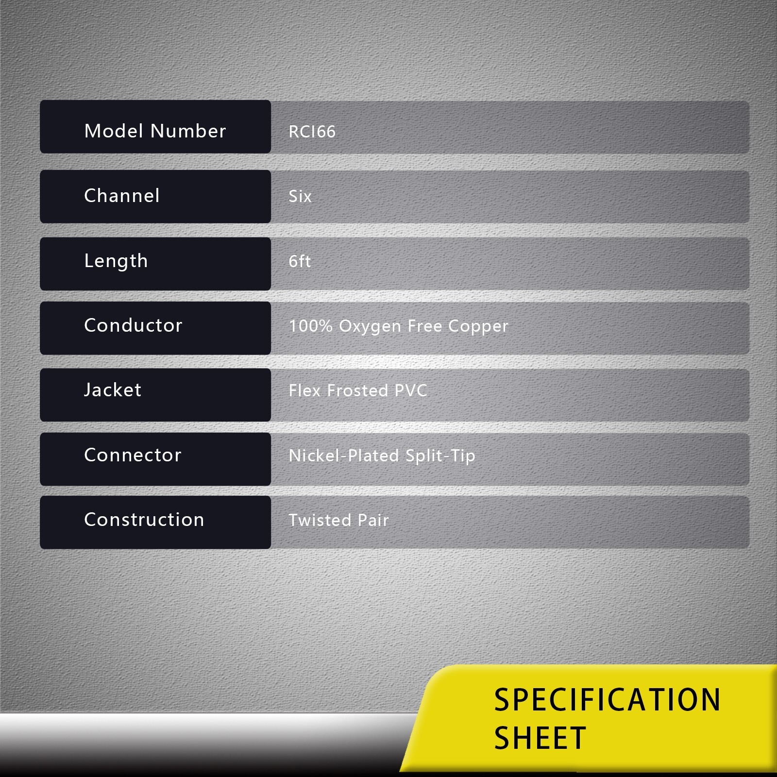 Recoil RCI66 99.99% Oxygen Free Copper 6ft 6-Channel RCA Audio Cable