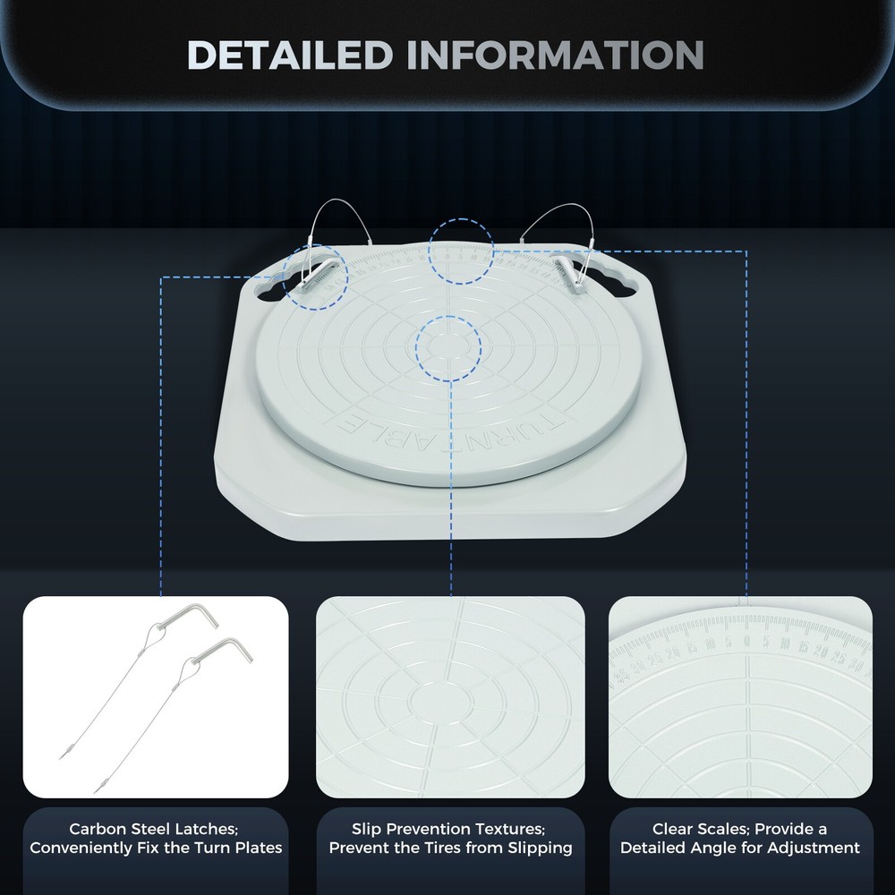 2pcs 3Ton Front End Wheel Alignment Turntable Plate 360° Rotating Plate Table