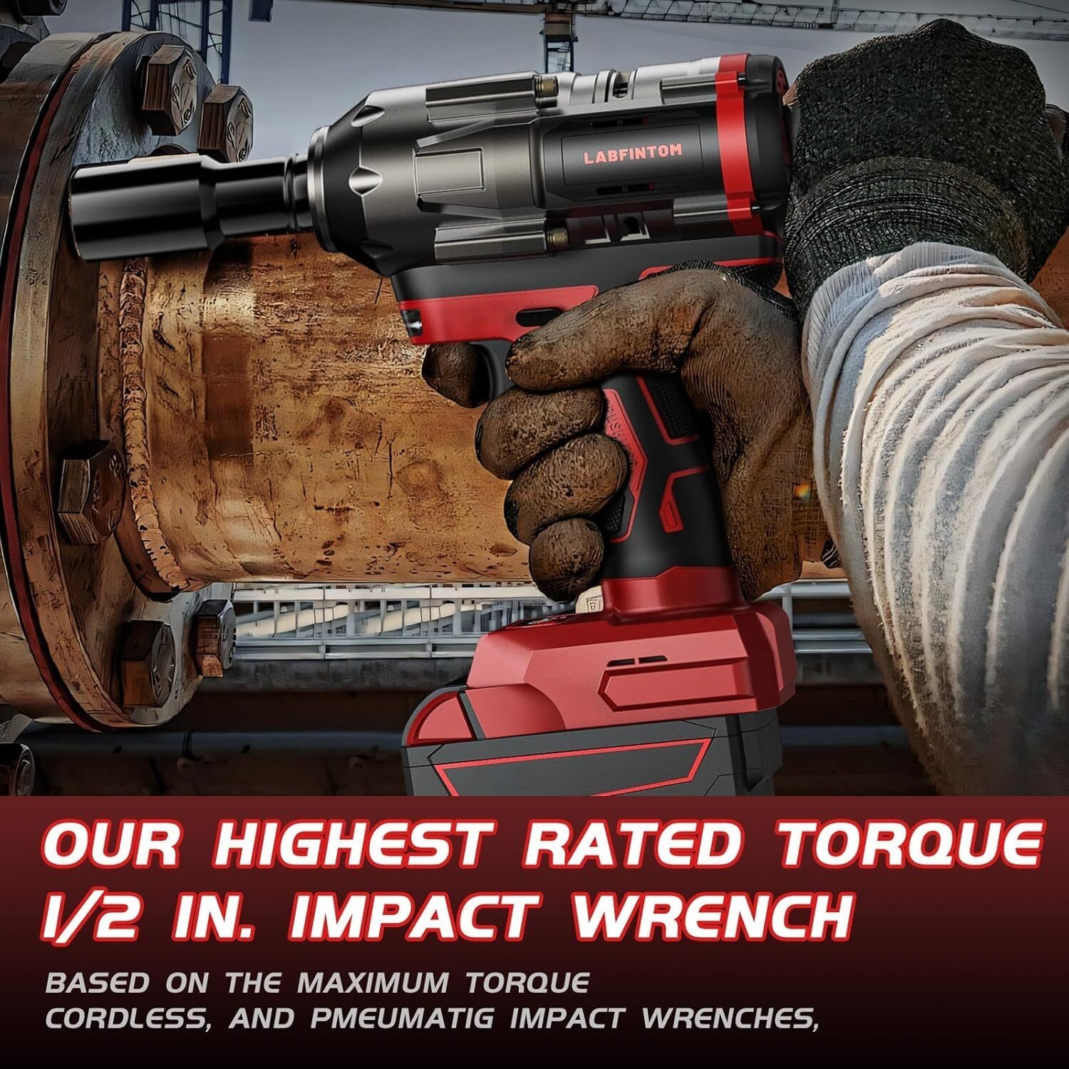 Cordless Impact Wrench 1/2 inch for Milwaukee 18V Battery, 900Ft-lbs(1200N.m) Hi