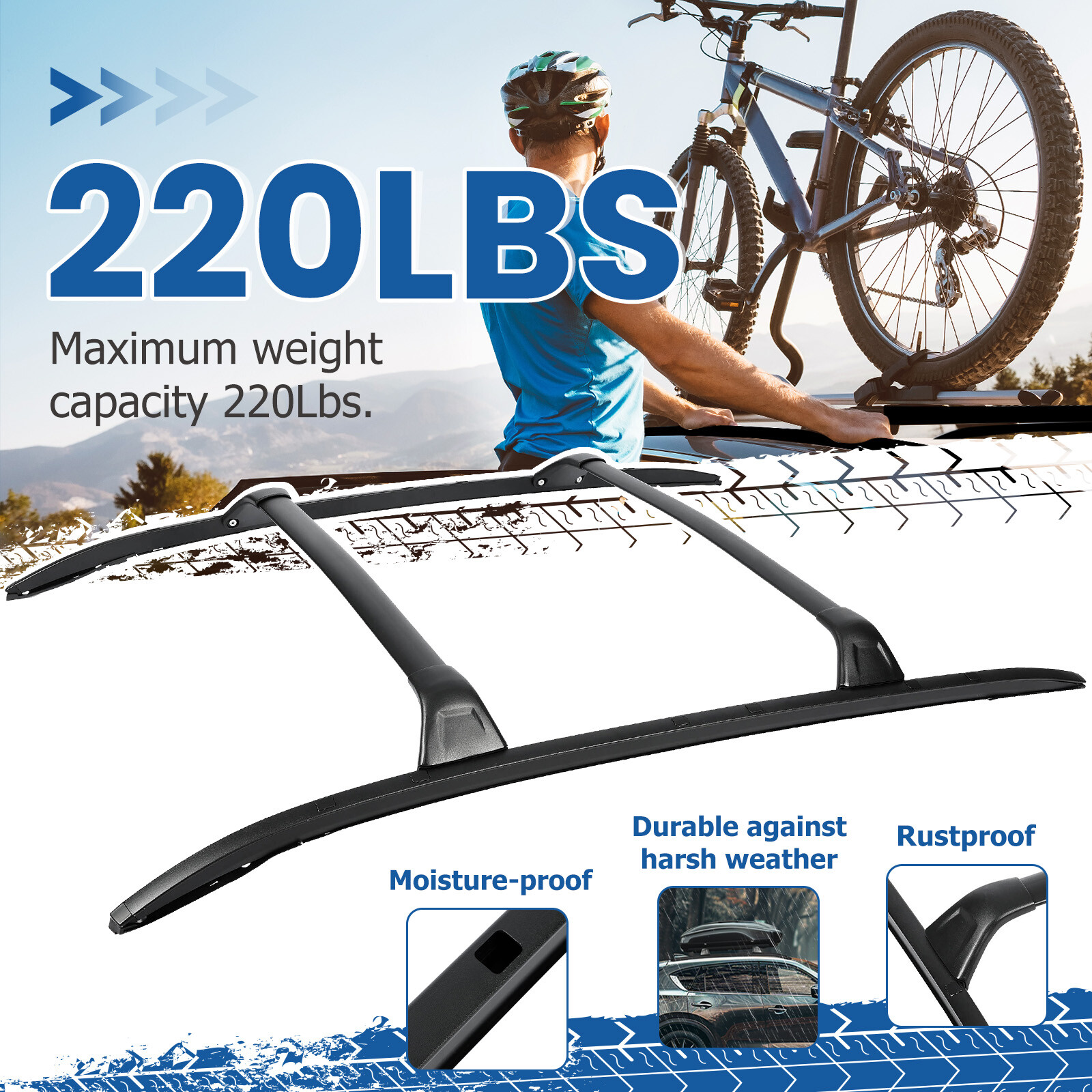 220 LBS Roof Racks Cross Bar Side Rail Fit for Mazda CX-5 CX5 2017-2024 Aluminum