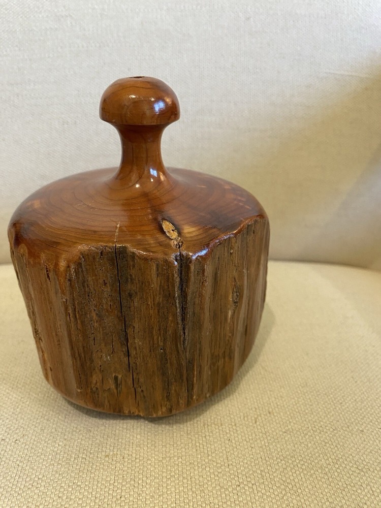 Vtg MCM Live Edge Bud Vase Weedpot