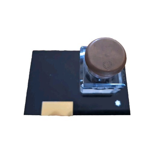 Vintage 1960's Montblanc Lead Crystal Hand Cut Inkwell and Black Base - Used