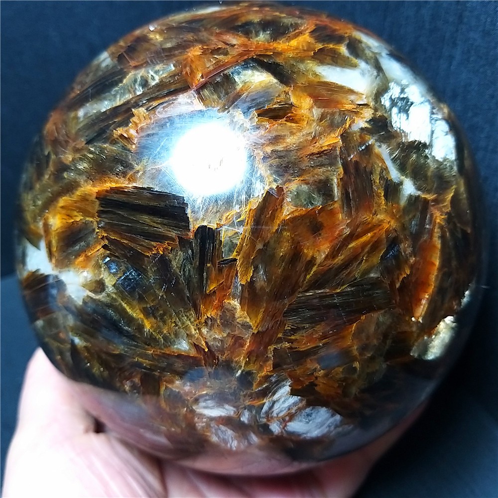 RARE 3200G Natural Brown Tourmaline Unicorn Gem Mica Symbiotic Stone Ball AC1013