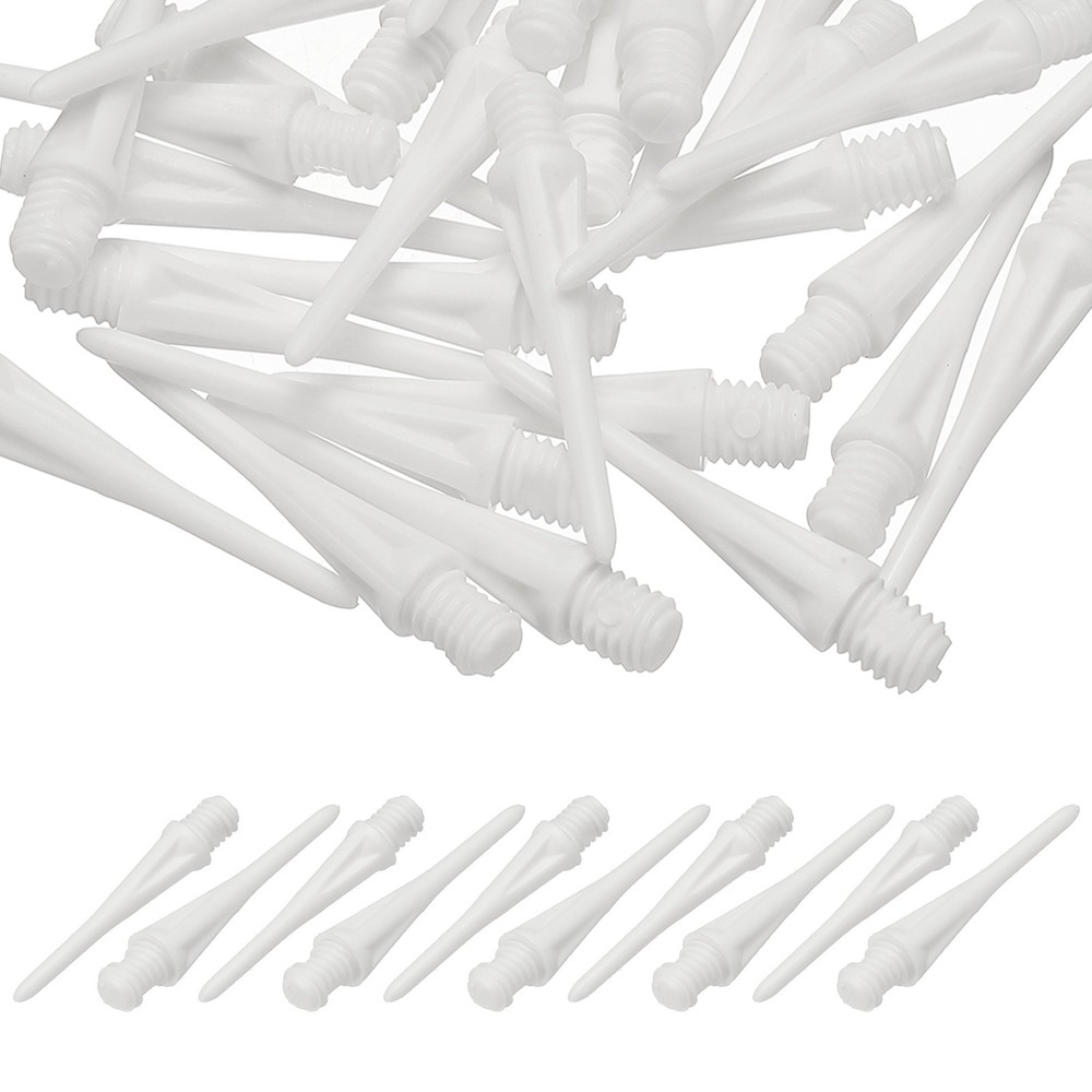 Plastic Dart Tips, 2BA Thread Soft Tip Dart Accessories 50 Pack & White