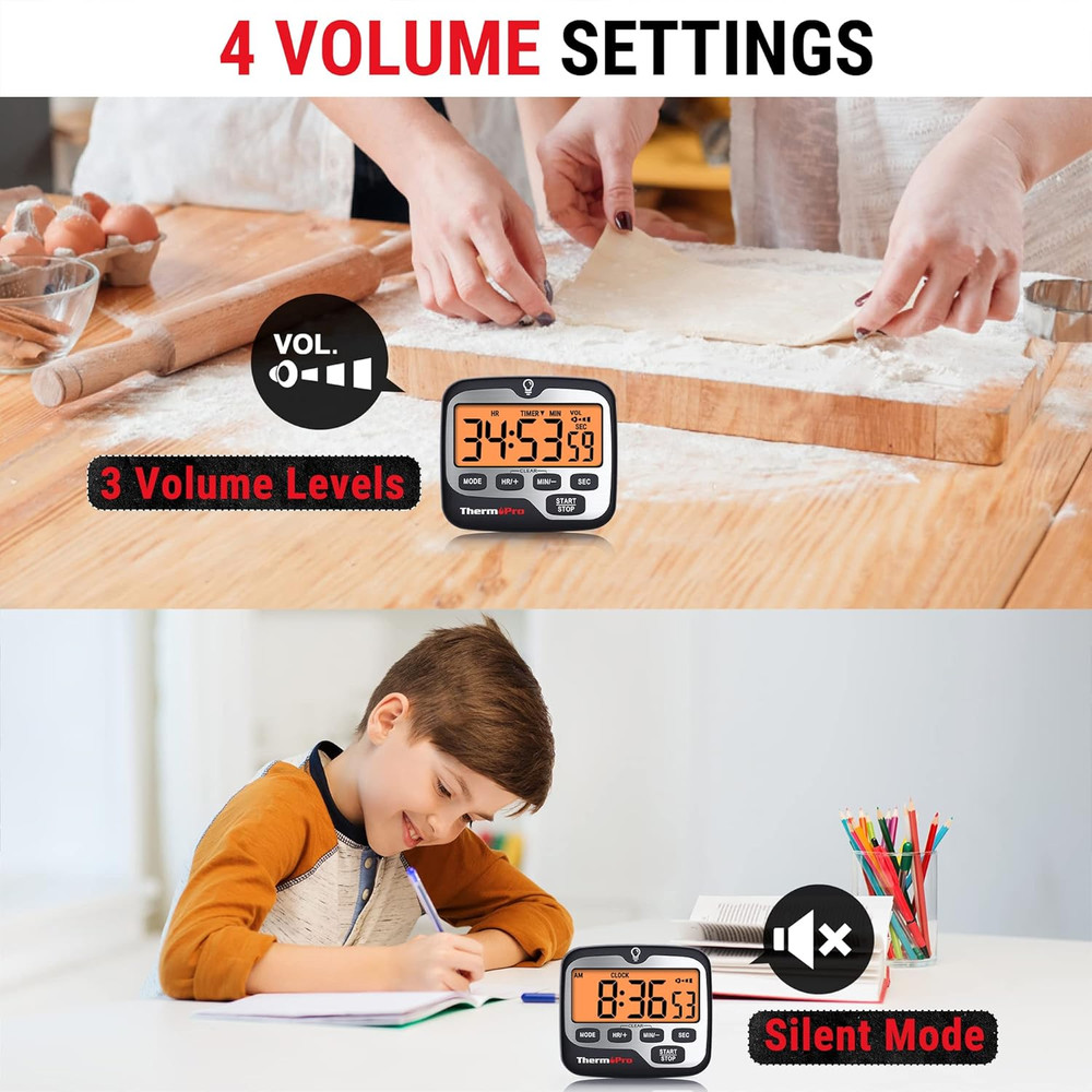 Thermopro TM01 Kitchen Timers for Cooking with Count up Countdown Timer, Digital