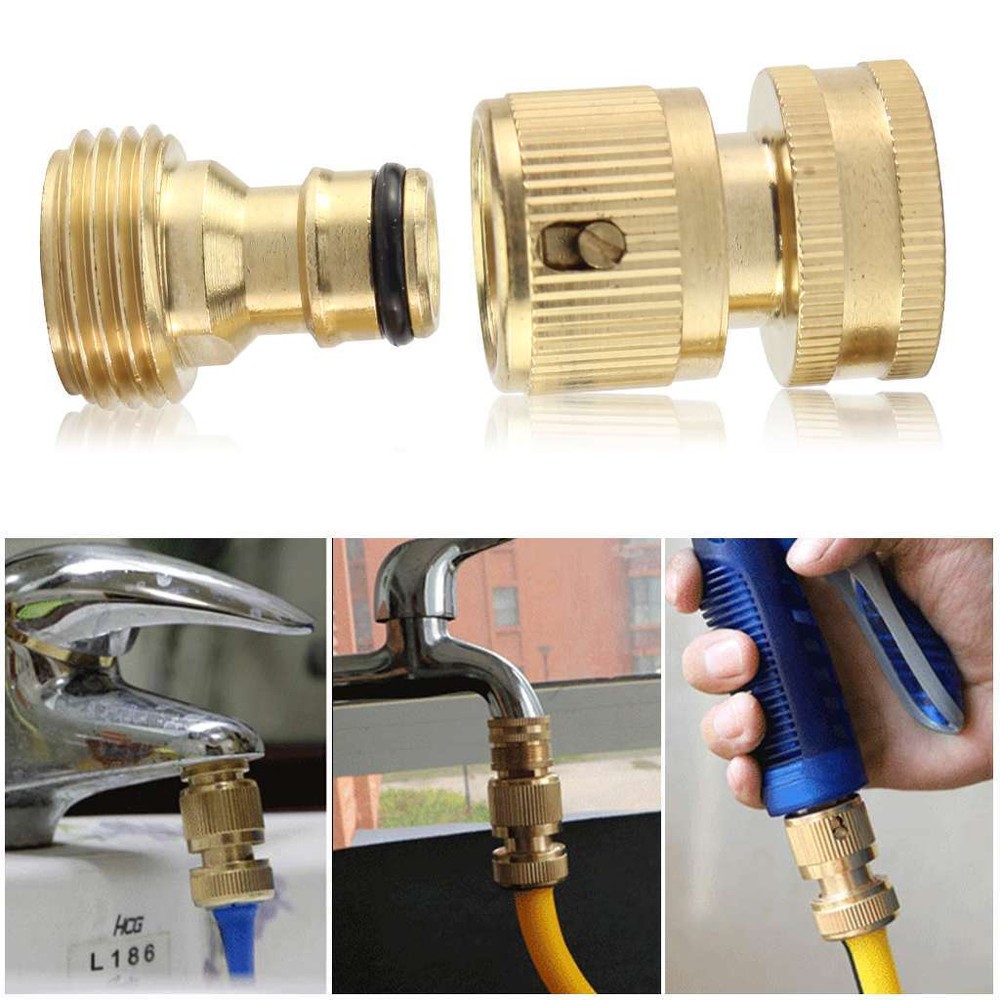 3/4'' Garden Hose Quick Connect Solid Brass Quick Connector Garden Hose Fitting