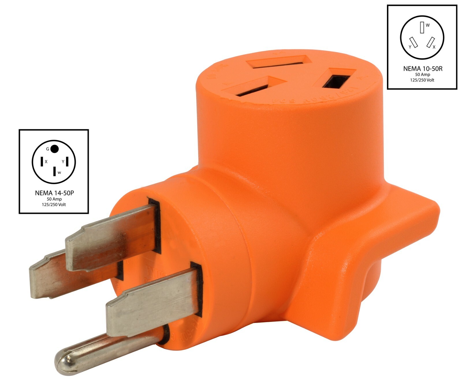 50A 250V NEMA 14-50P to 50A 250V NEMA 10-50R Welder Adapter by AC WORKS®