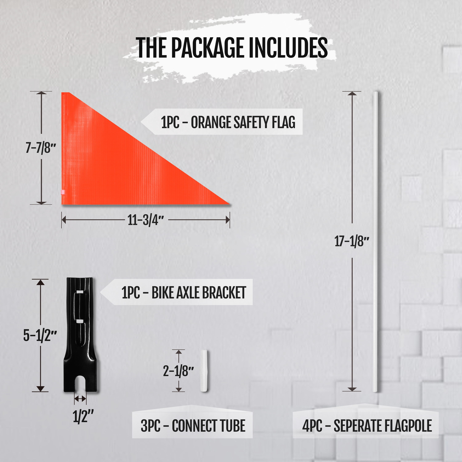 Anely 6Ft Bike Safety Flag with Fiberglass Pole - Bicycle Trailer Safety Flag