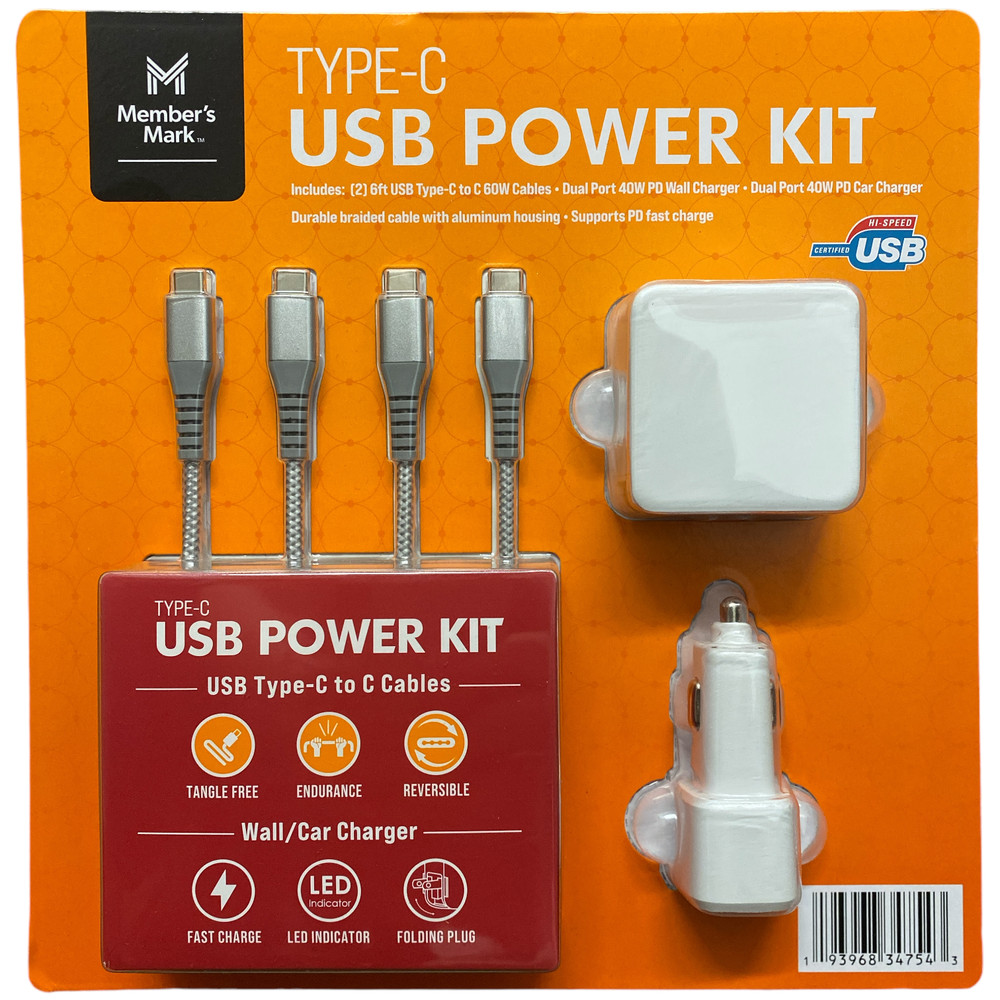 Member's Mark USB-C to USB-C Cable Power Device Charger Kit