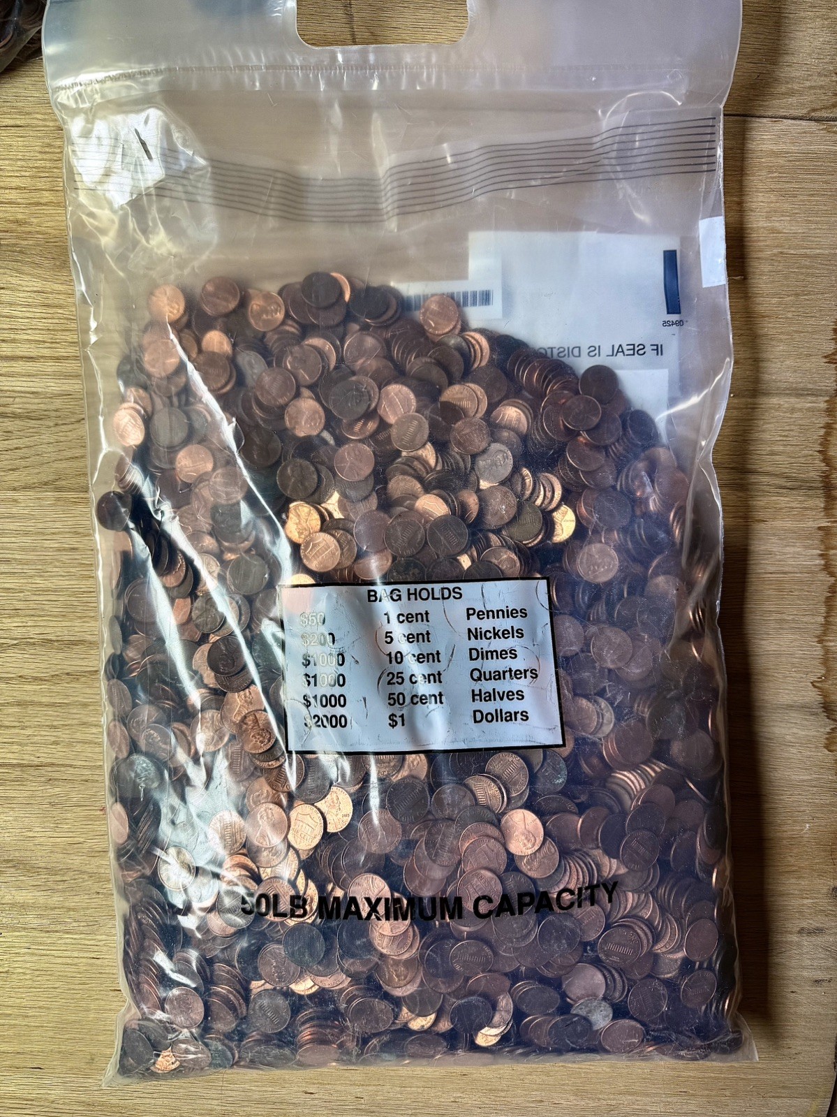$50 Sealed Bank Bag of 5000 Pennies, Sealed & Unsearched FREE SHIPPING
