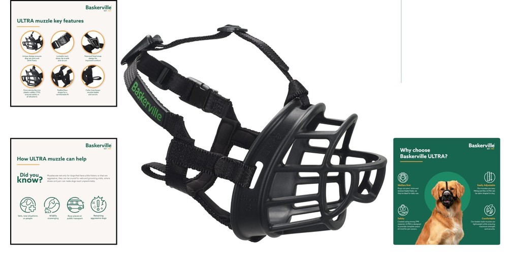 Ultra Muzzle: Adjustable and Breathable Training Muzzle for Large Dogs, Size 5