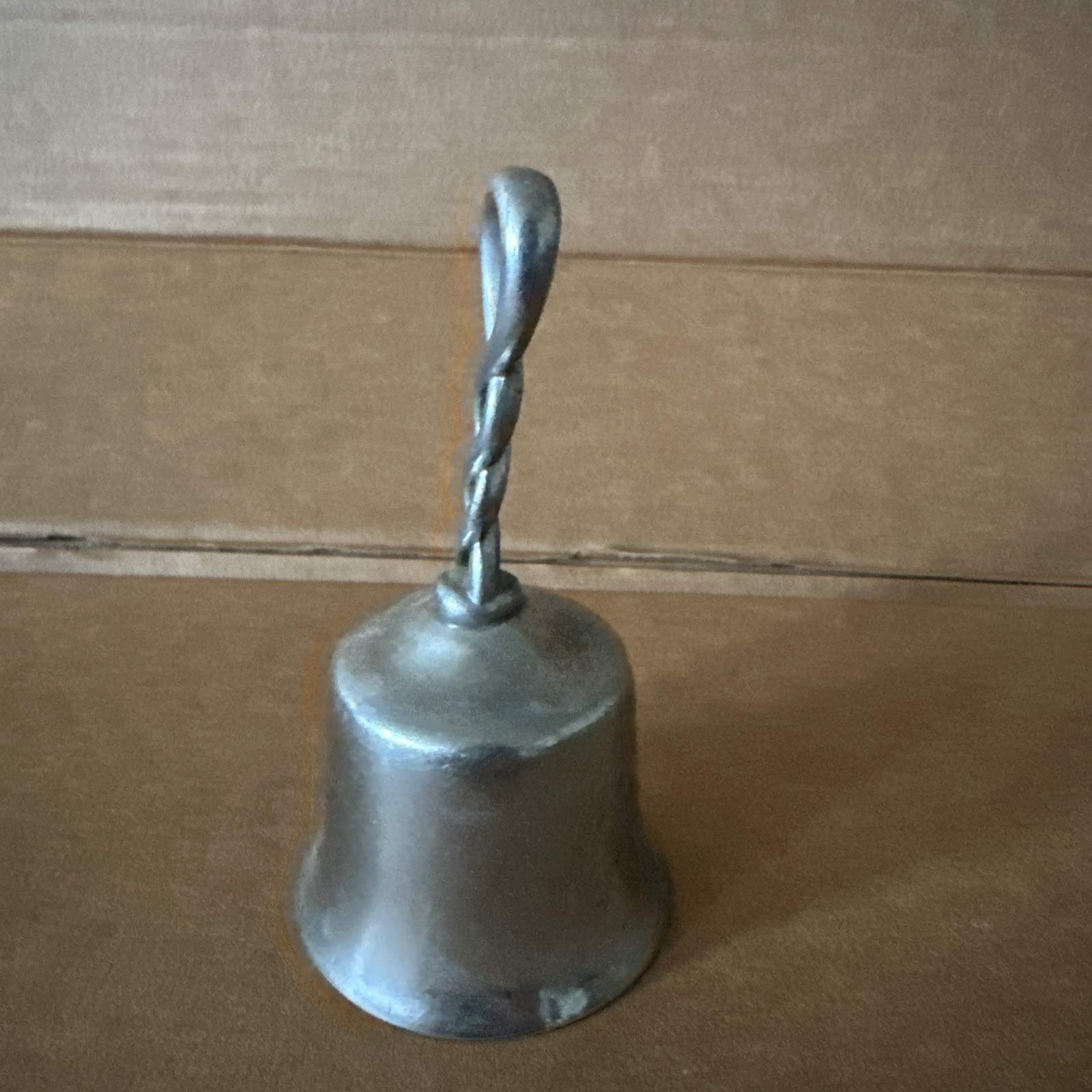 VTG twisted handle silver metal bell dinner supper NICE loud CLEAR ring vgc htf