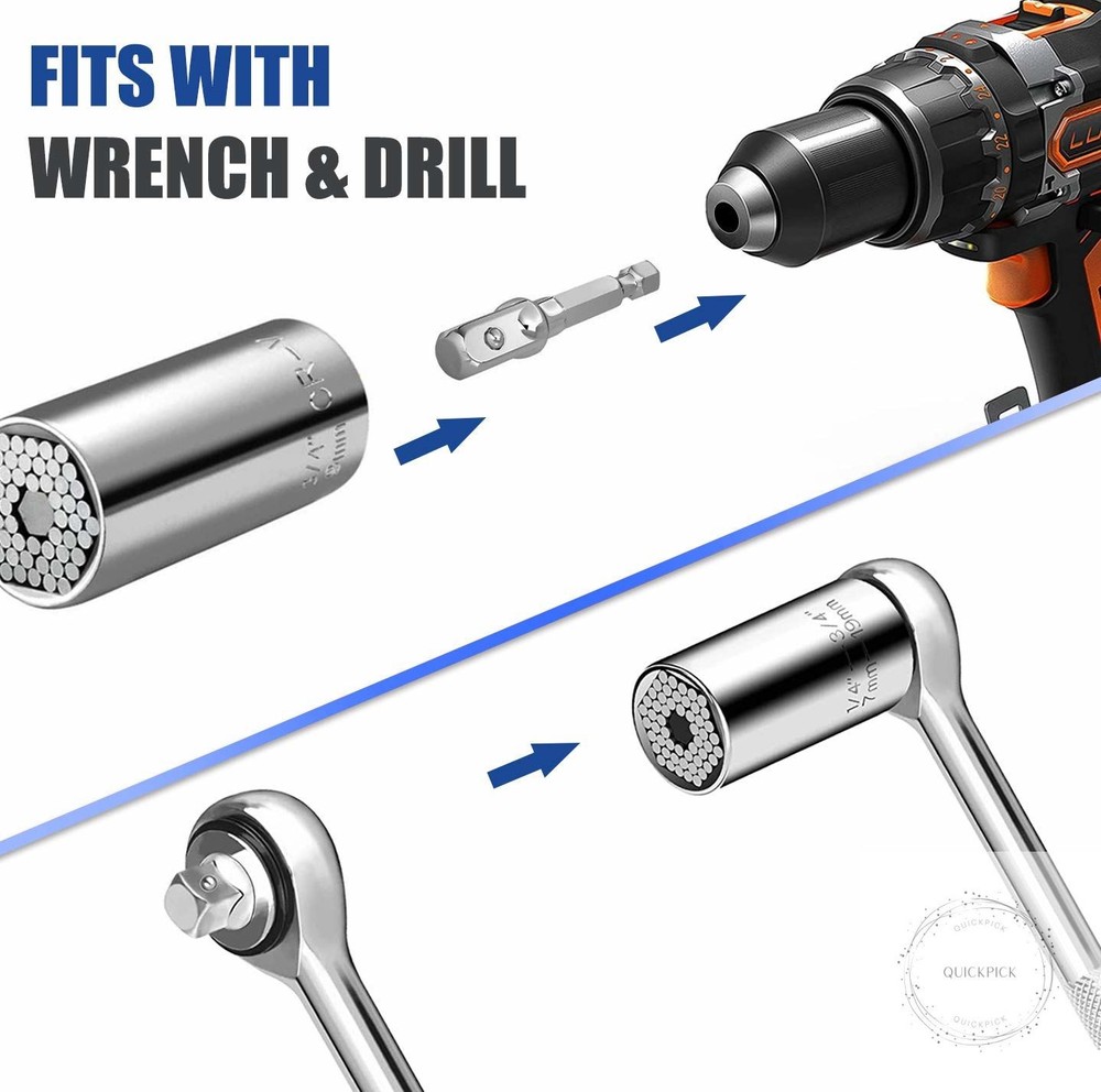 Universal Socket Set (11-32mm 7-19mm) Super Socket for Unscrew Any Bolt Multi-Fu