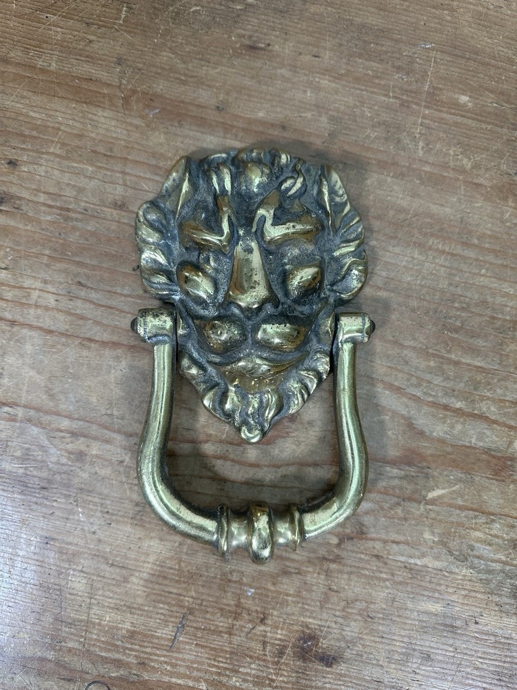 Solid Brass Lion Head Door Knocker – Heavy Vintage Style