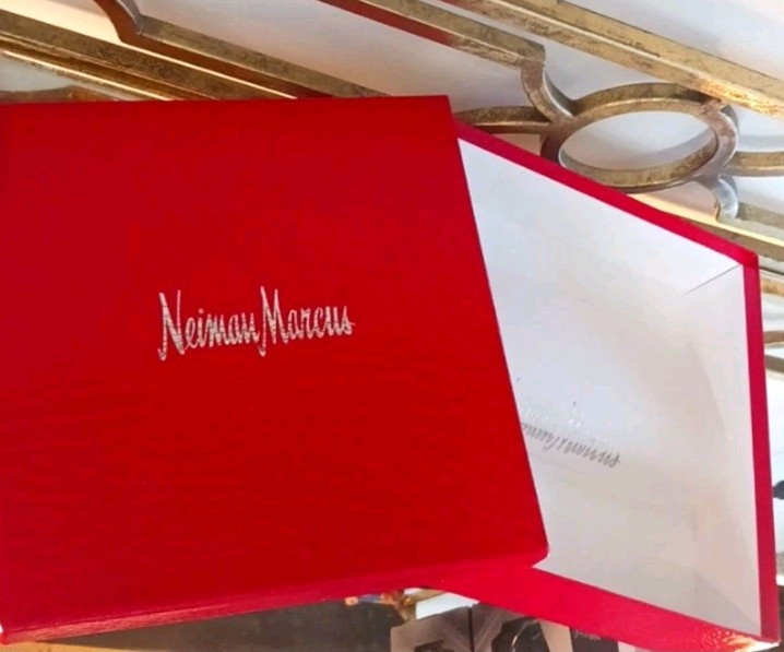 Neiman Marcus Red Croc-Embossed Box, 9.5×9.5, Red.