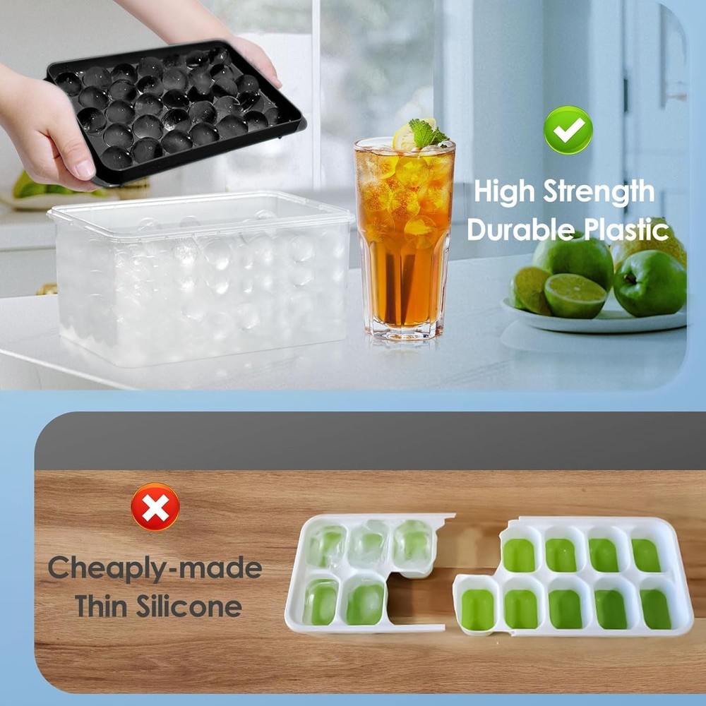 Versatile Ice Cube Tray with Lid - Create Beautifully Round Ice Balls Easily