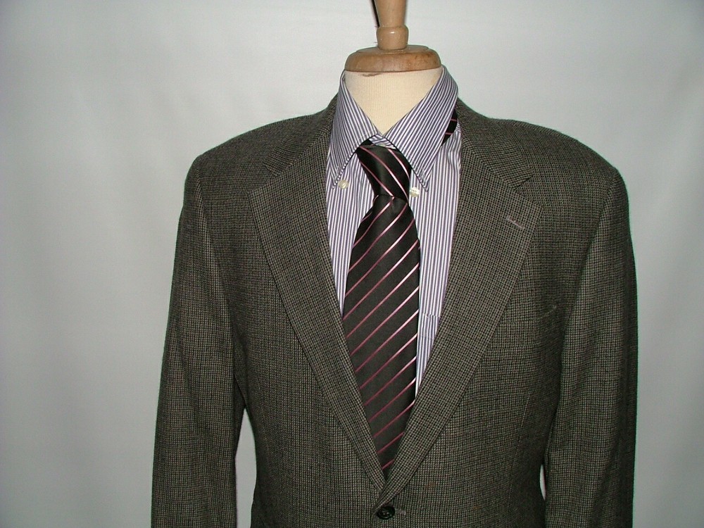 MENS CHAPS BLAZER SIZE 42 R 100% WOOL GRAY BLACK SOLID #305